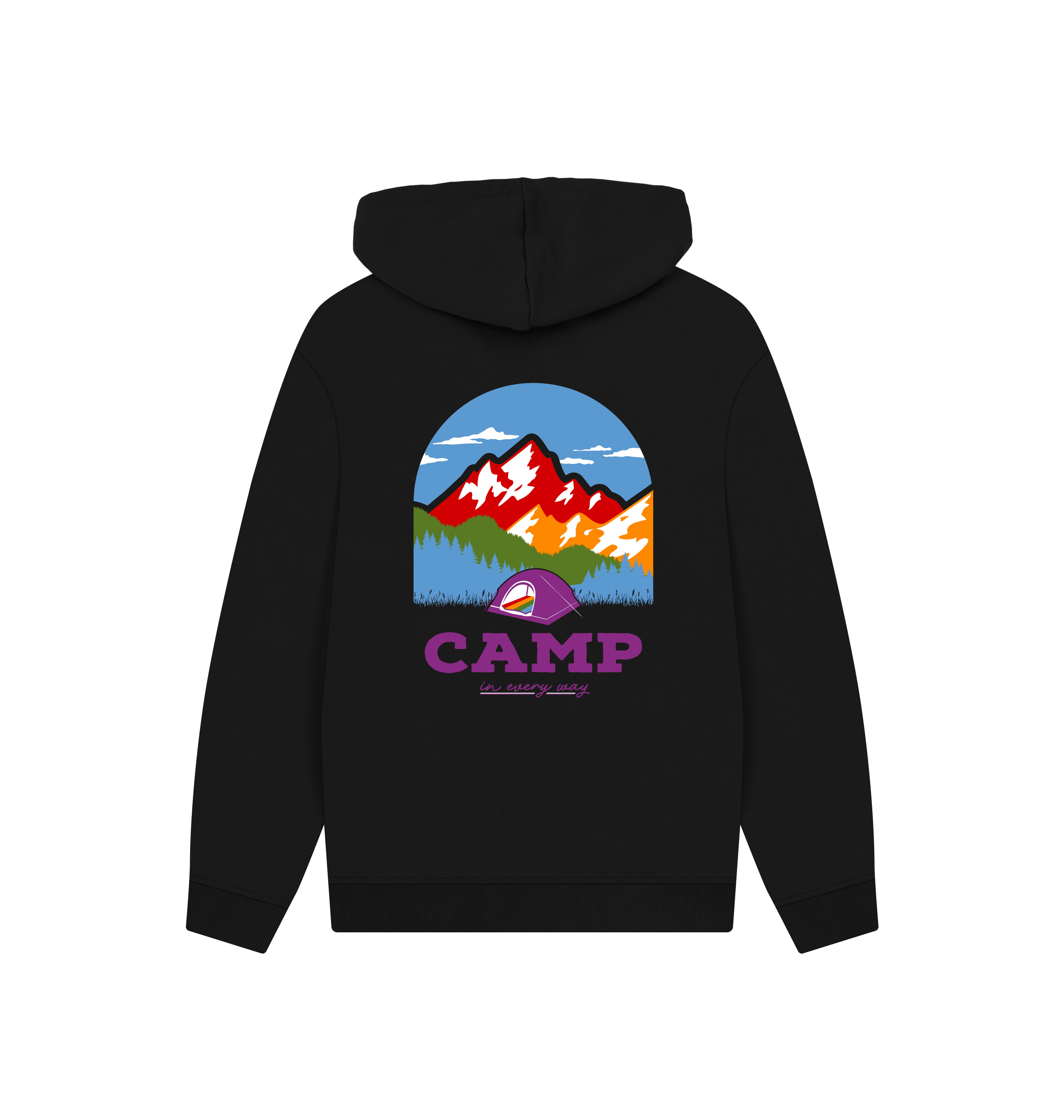 Black Printed Hoody Back