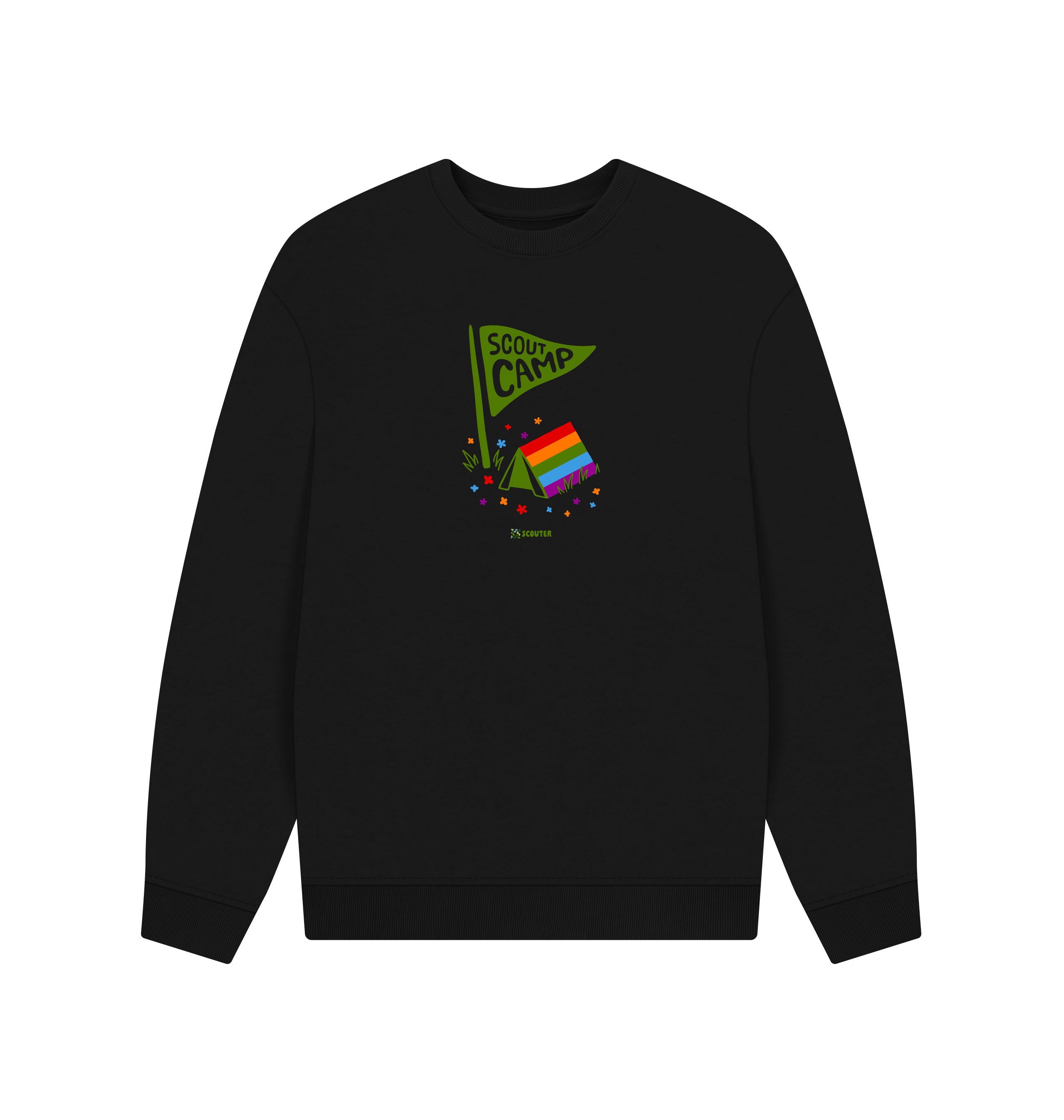 Black Printed Sweater Front