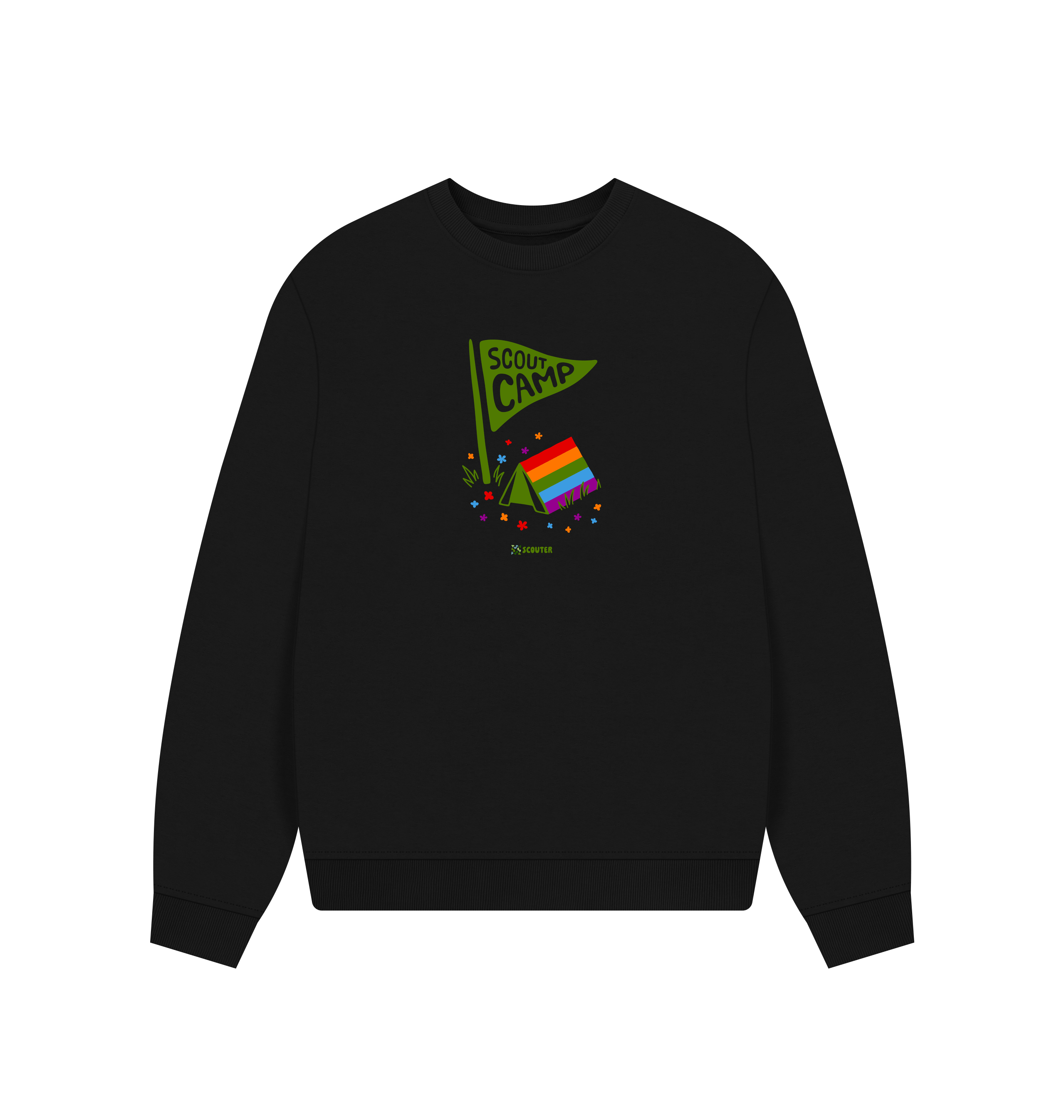 Black Printed Sweater Front