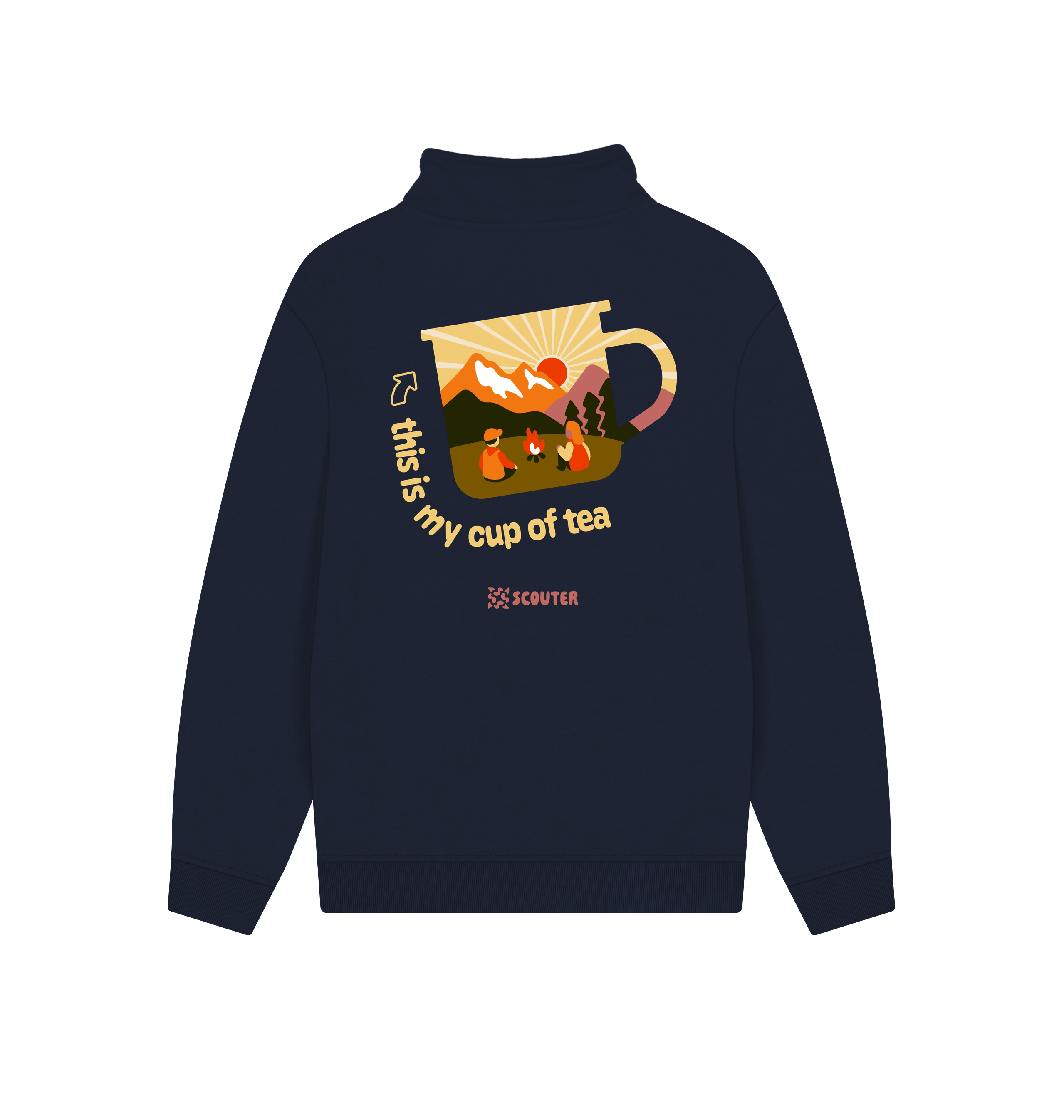 Navy Printed Sweater Back