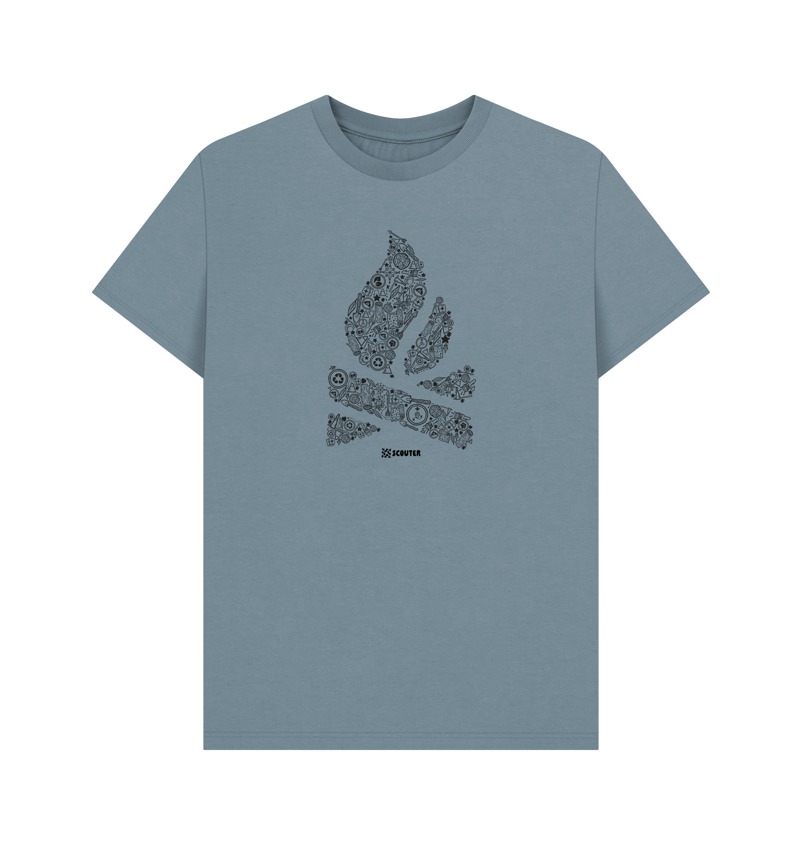 Stone Blue Printed T-shirt Front