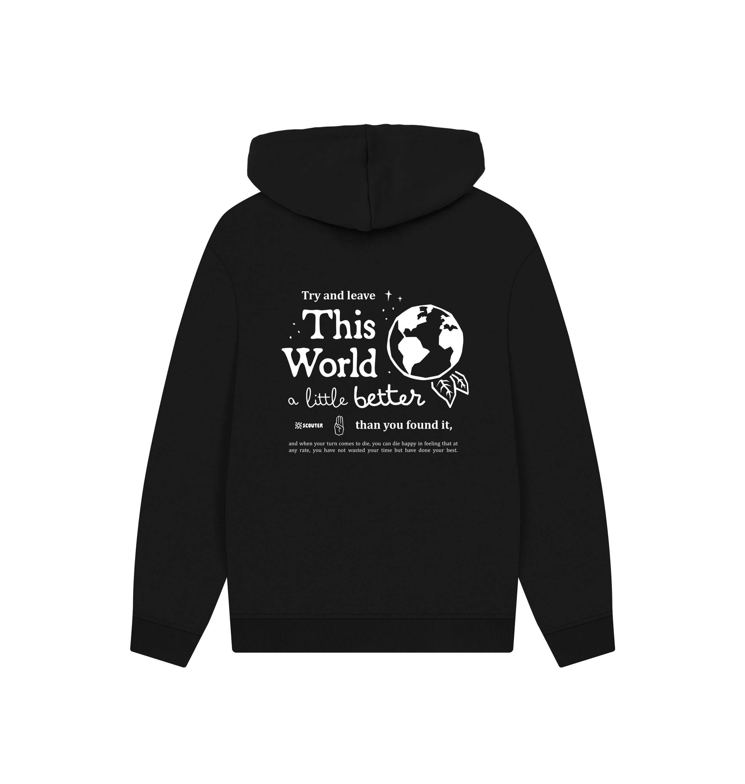 Black Printed Hoody Back