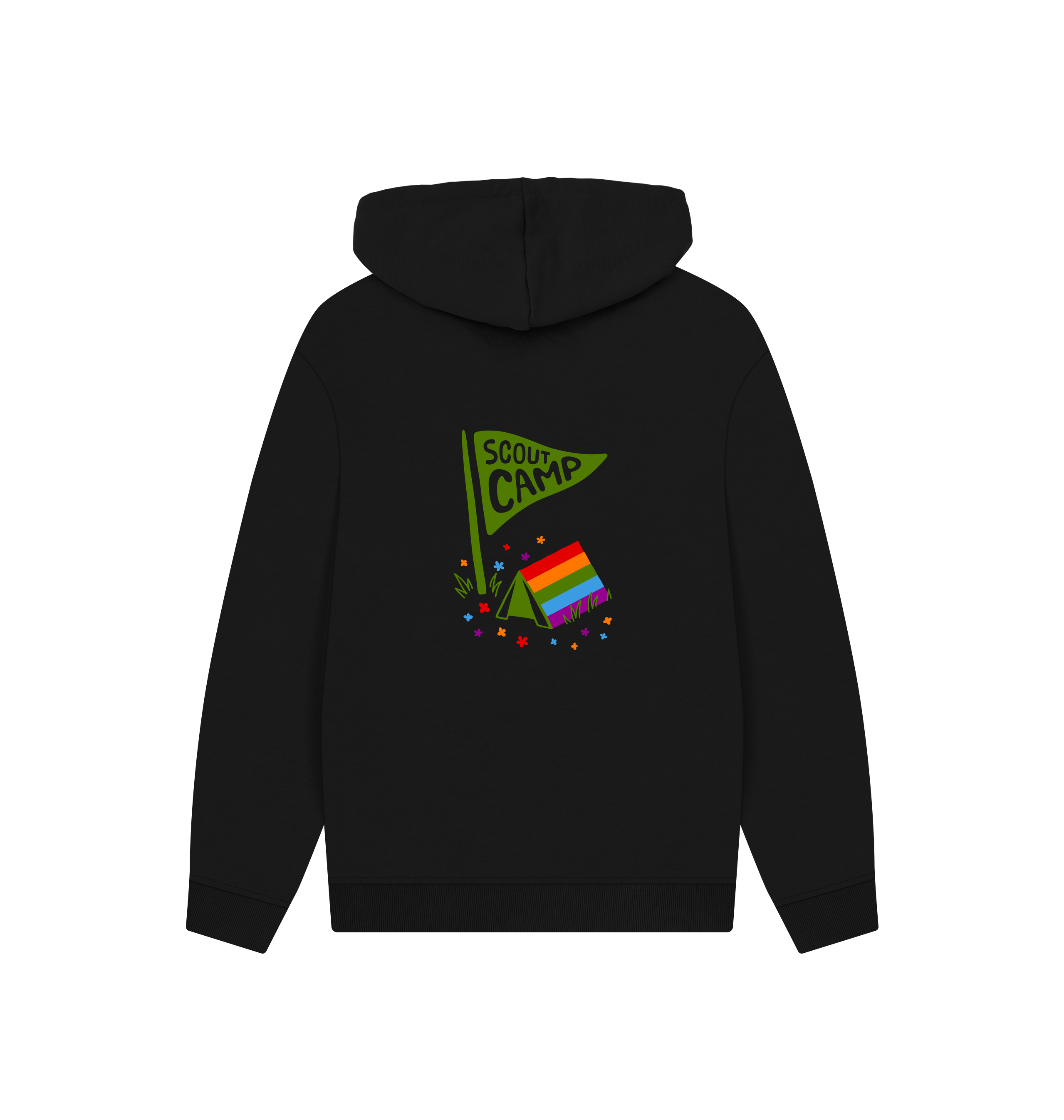 Black Printed Hoody Back