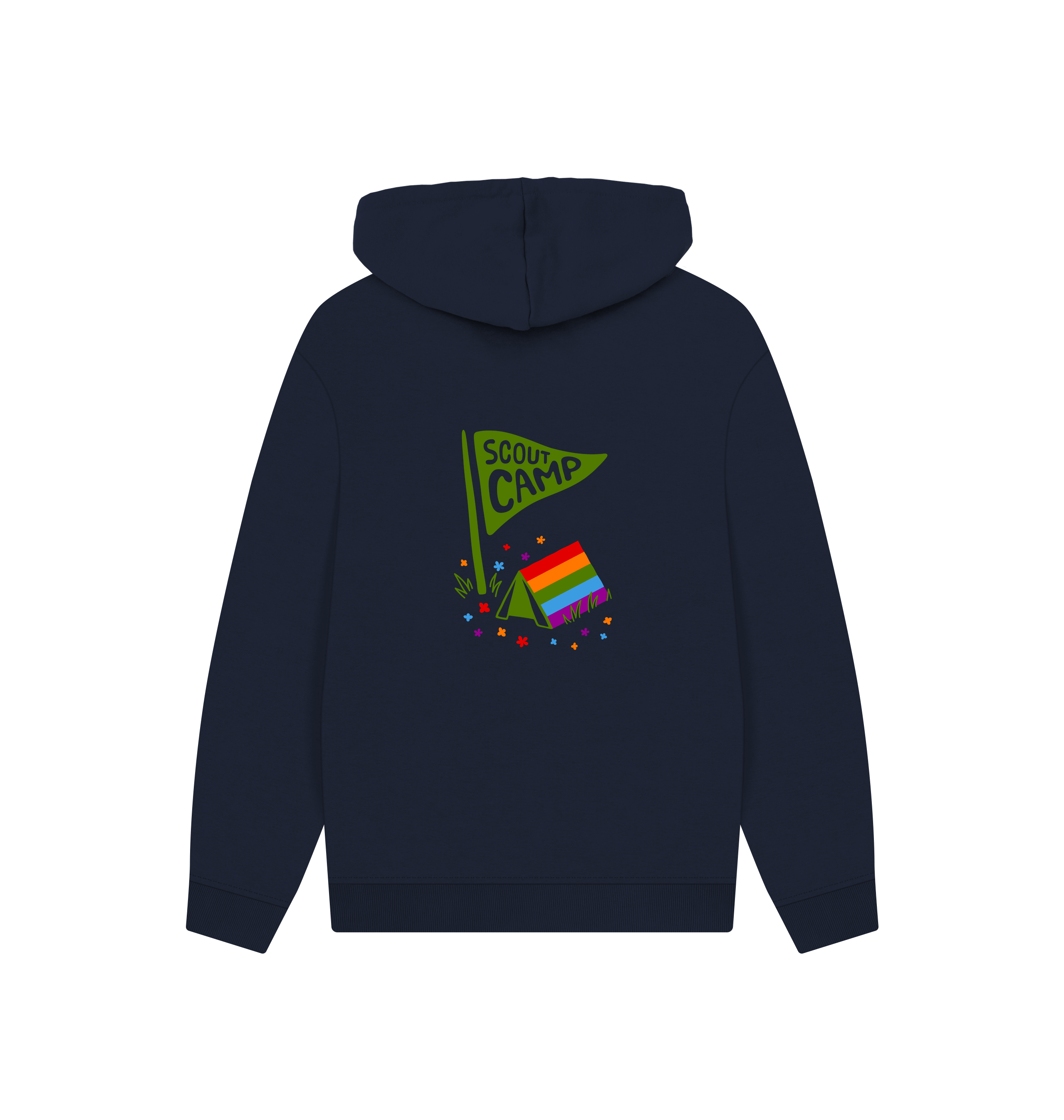 Navy Printed Hoody Back