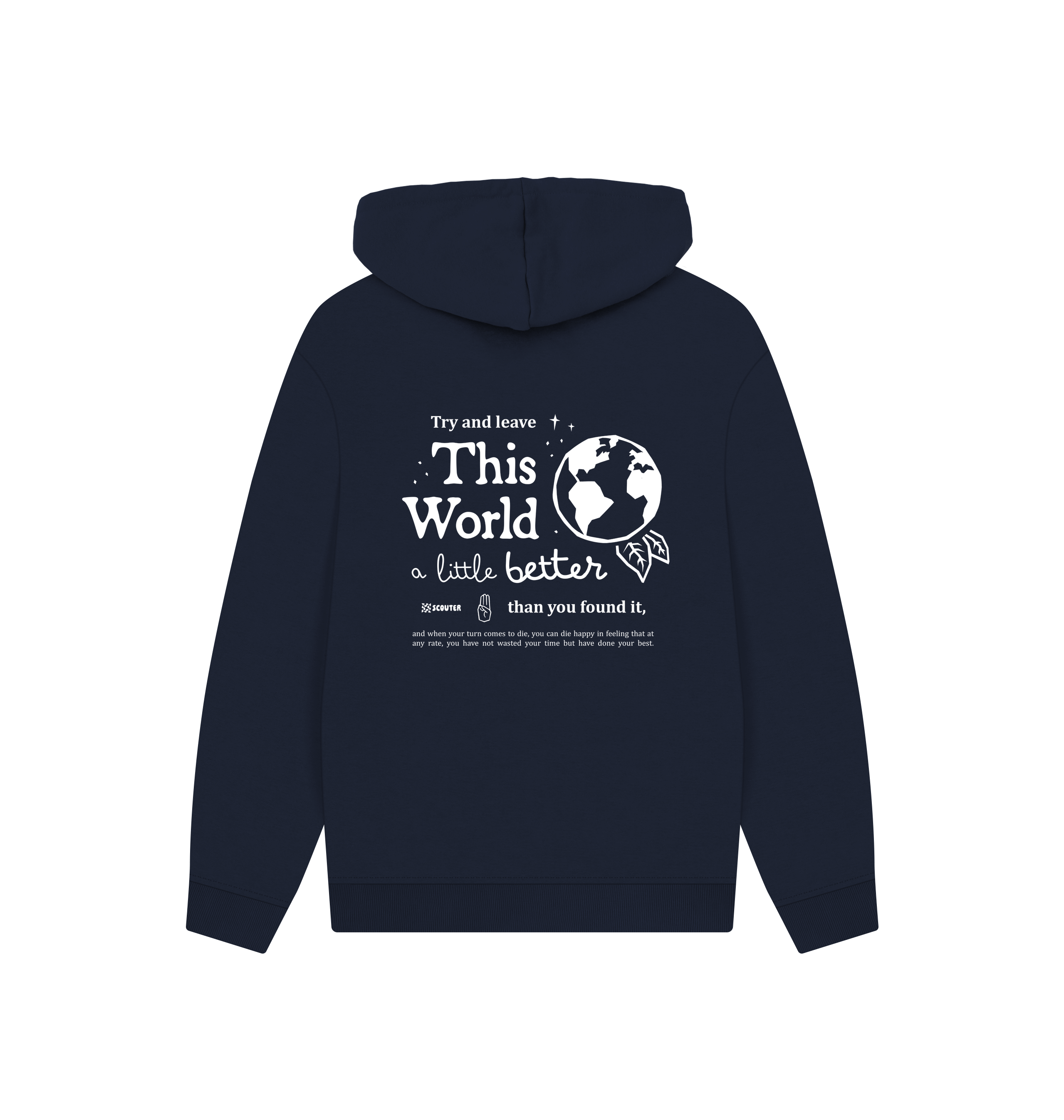 Navy Printed Hoody Back