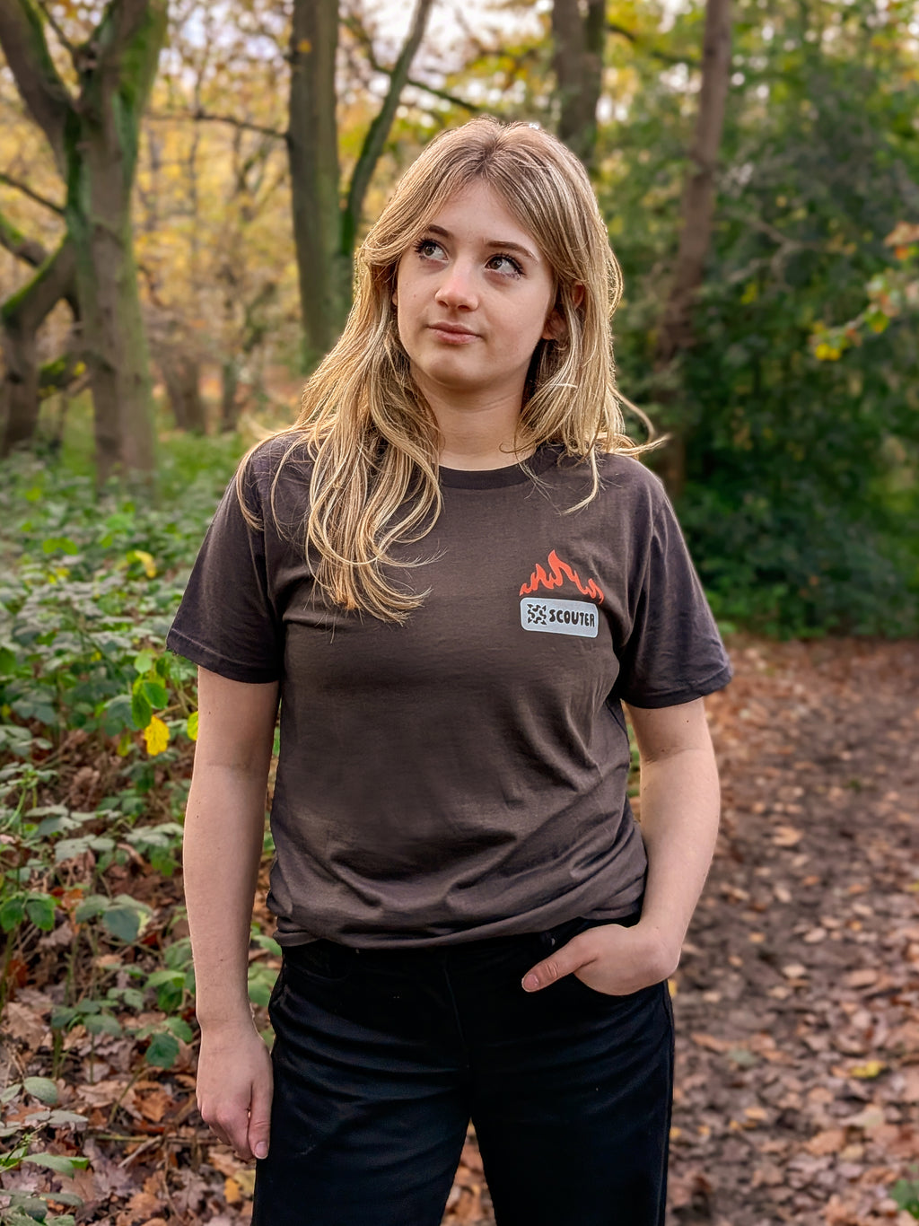 Flaming Marshmallow T-Shirt | Scout-Inspired Sustainable Clothing | Scouter