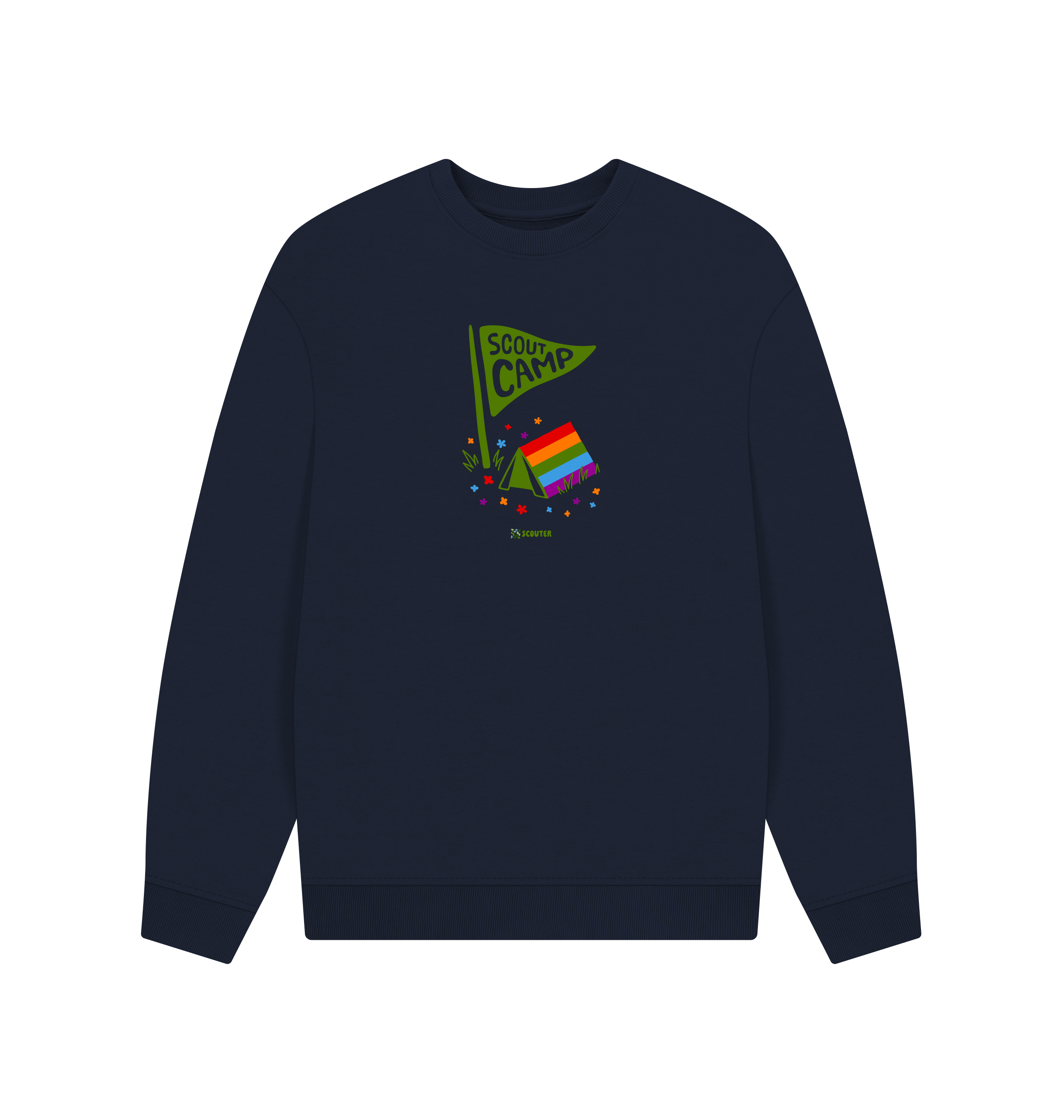 Navy Blue Printed Sweater Front