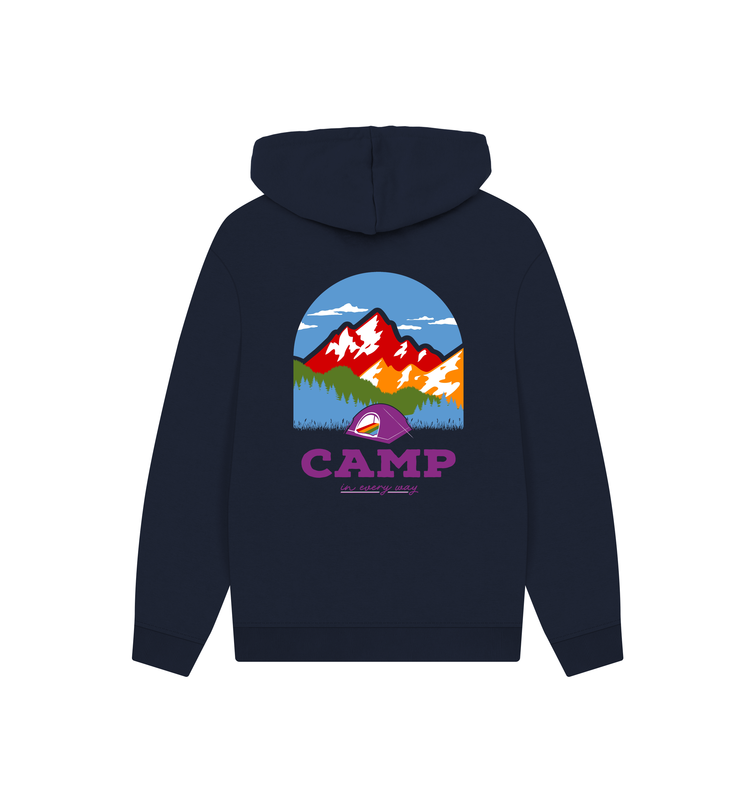 Navy Printed Hoody Back
