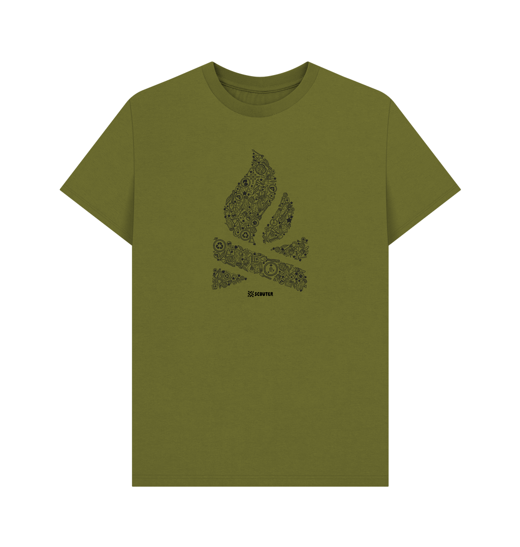 Moss Green Printed T-shirt Front