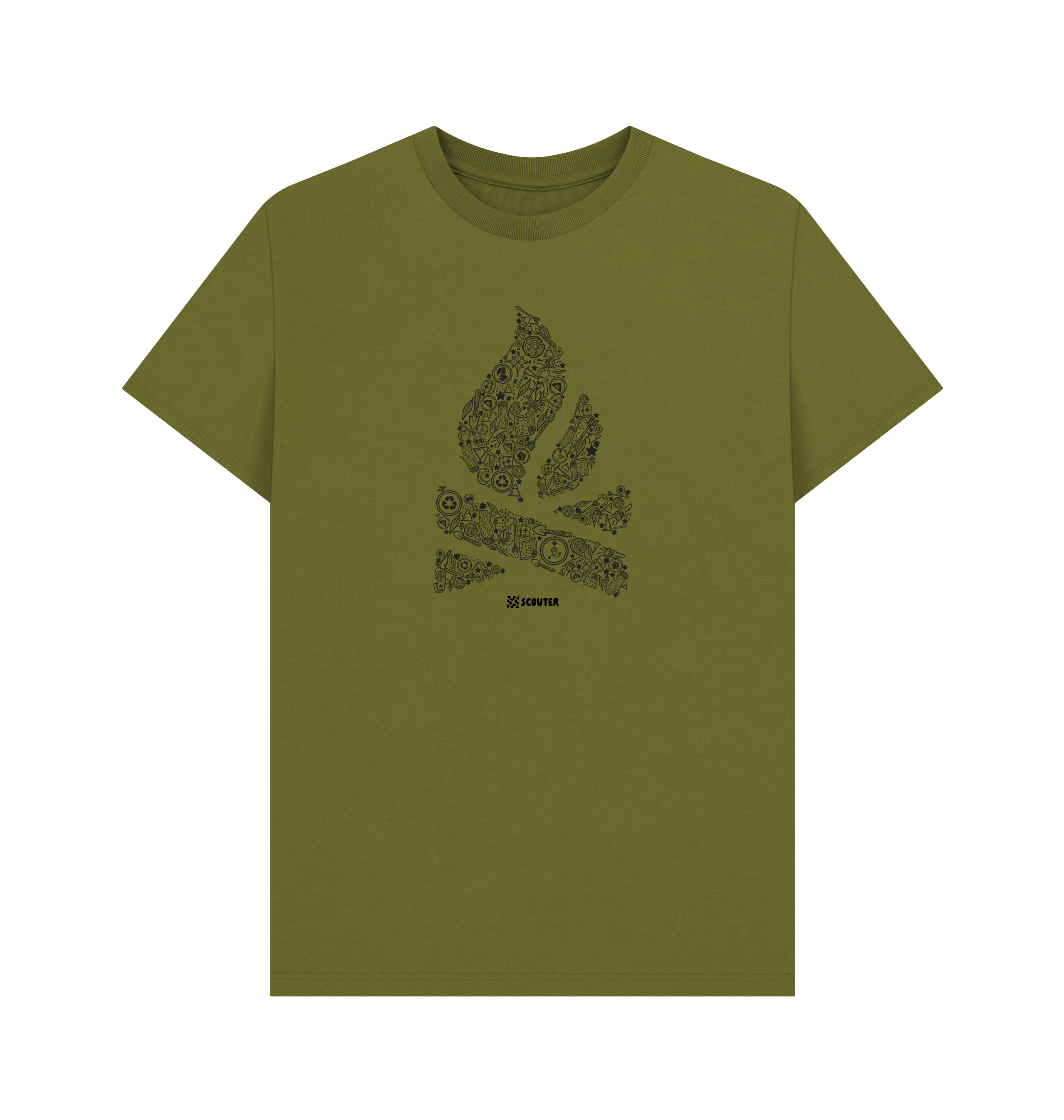 Moss Green Printed T-shirt Front